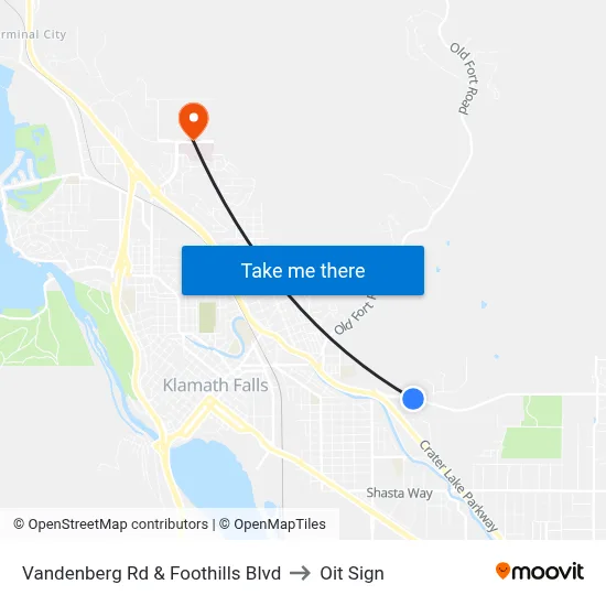 Vandenberg Rd & Foothills Blvd to Oit Sign map