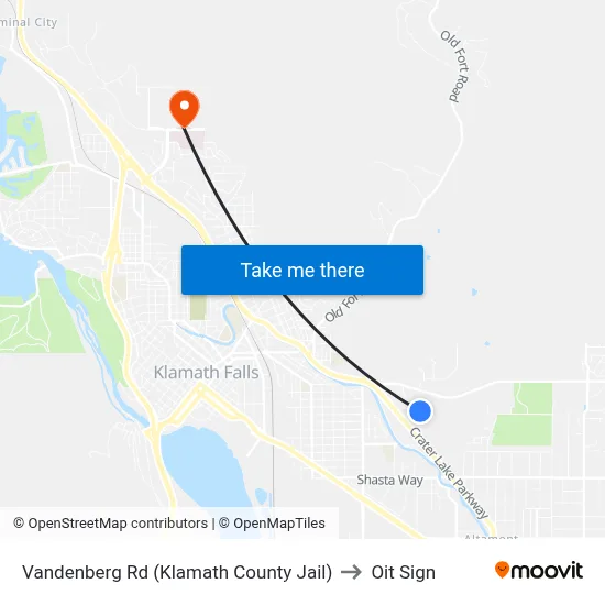 Vandenberg Rd (Klamath County Jail) to Oit Sign map