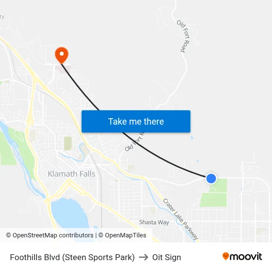 Foothills Blvd (Steen Sports Park) to Oit Sign map