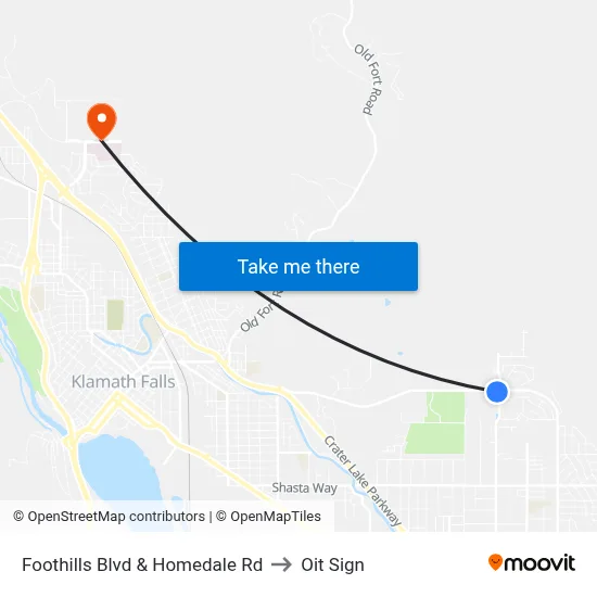 Foothills Blvd & Homedale Rd to Oit Sign map