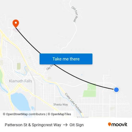 Patterson St & Springcrest Way to Oit Sign map