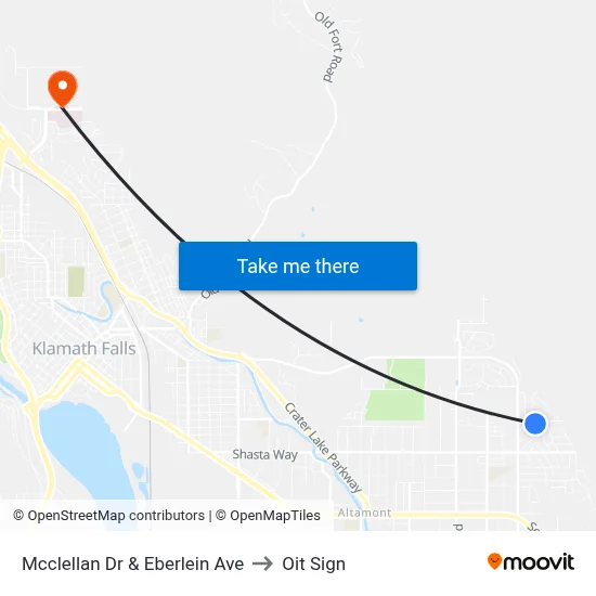 Mcclellan Dr & Eberlein Ave to Oit Sign map