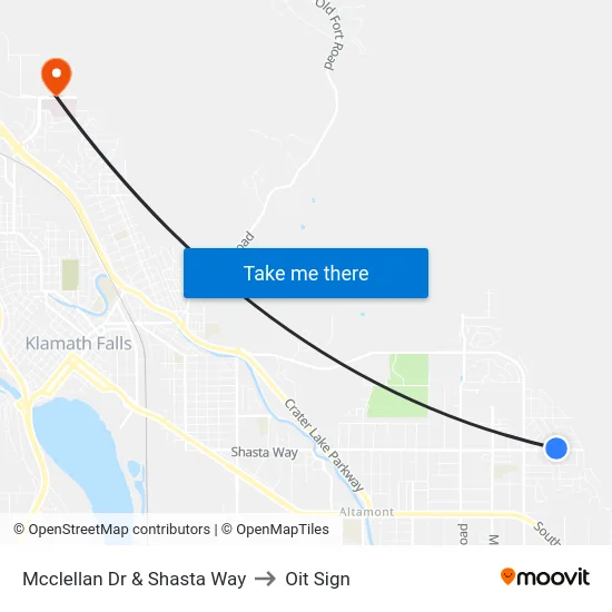 Mcclellan Dr & Shasta Way to Oit Sign map