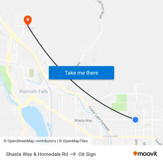 Shasta Way & Homedale Rd to Oit Sign map