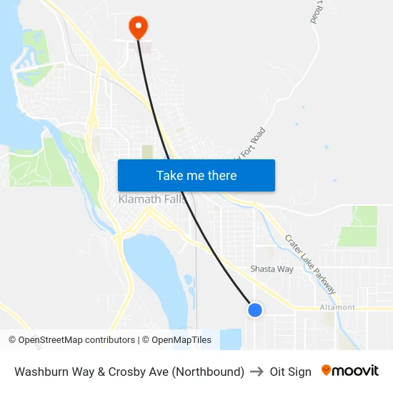 Washburn Way & Crosby Ave (Northbound) to Oit Sign map