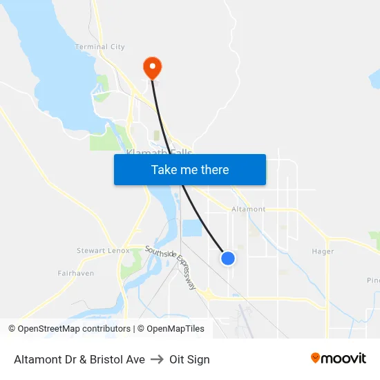 Altamont Dr & Bristol Ave to Oit Sign map