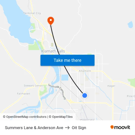 Summers Lane & Anderson Ave to Oit Sign map