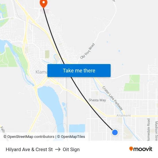 Hilyard Ave & Crest St to Oit Sign map