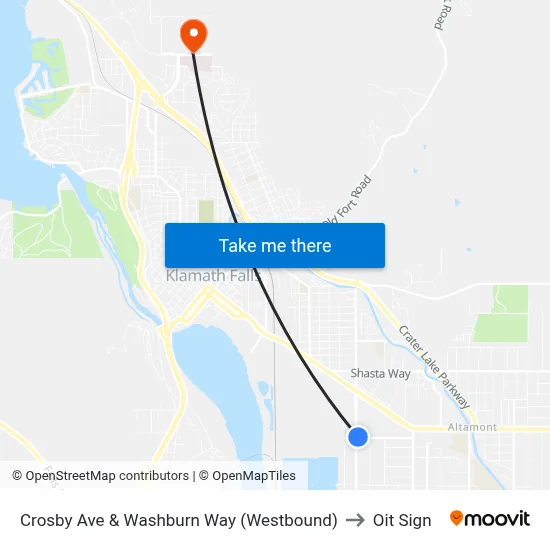 Crosby Ave & Washburn Way (Westbound) to Oit Sign map