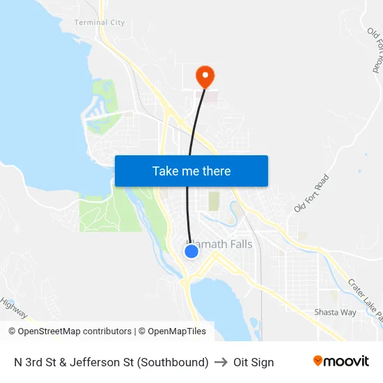 N 3rd St & Jefferson St (Southbound) to Oit Sign map