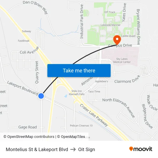 Montelius St & Lakeport Blvd to Oit Sign map