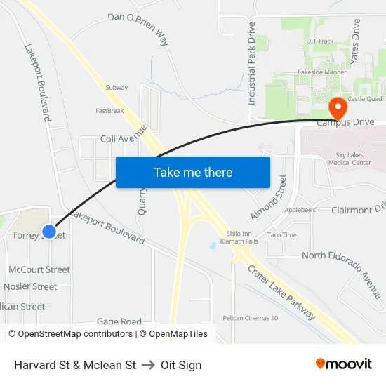 Harvard St & Mclean St to Oit Sign map
