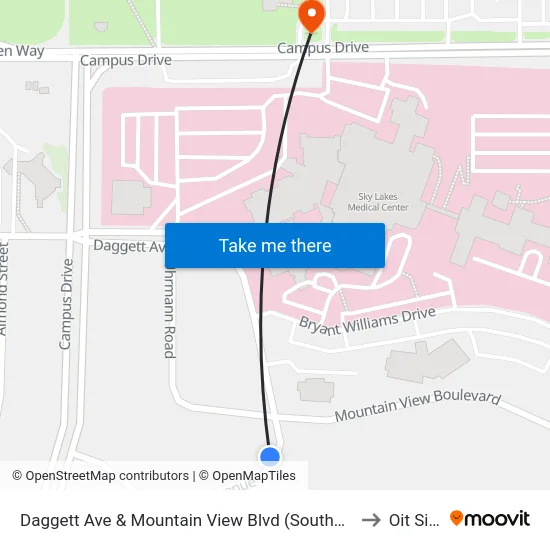 Daggett Ave & Mountain View Blvd (Southbound) to Oit Sign map