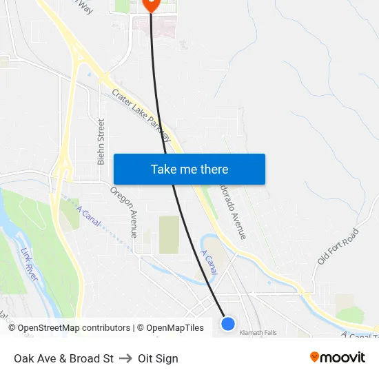 Oak Ave & Broad St to Oit Sign map