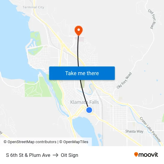 S 6th St & Plum Ave to Oit Sign map