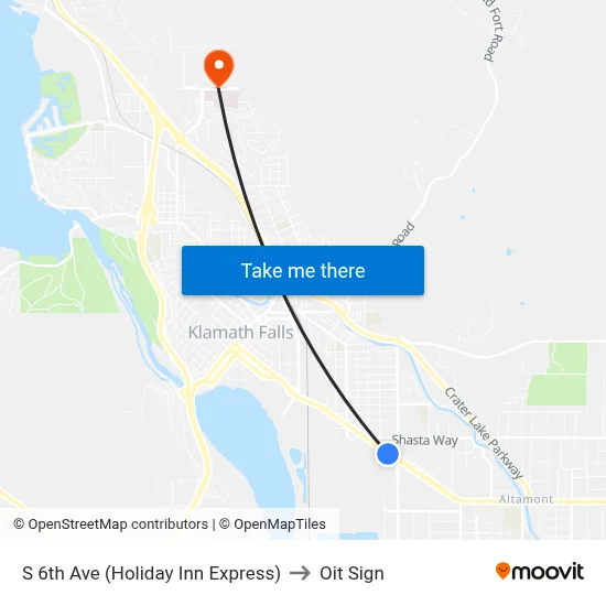 S 6th Ave (Holiday Inn Express) to Oit Sign map