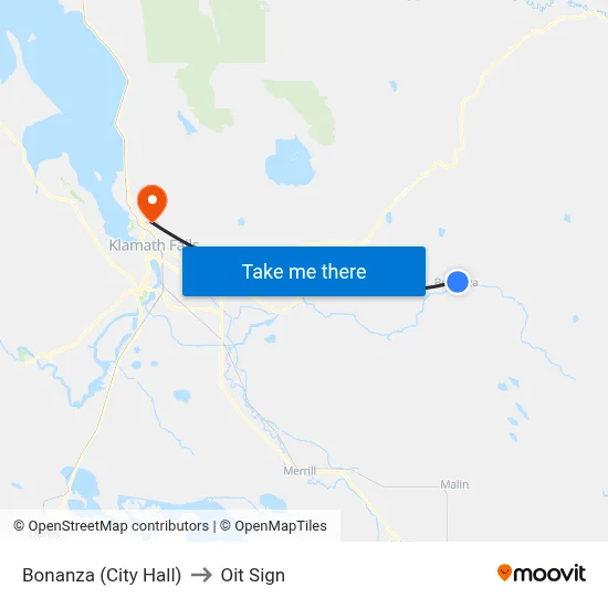 Bonanza (City Hall) to Oit Sign map