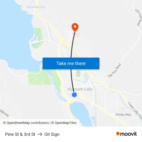 Pine St & 3rd St to Oit Sign map