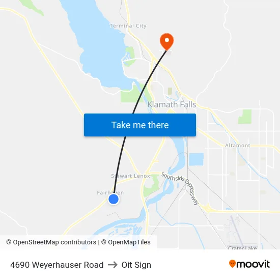 4690 Weyerhauser Road to Oit Sign map
