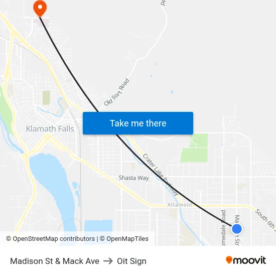Madison St & Mack Ave to Oit Sign map