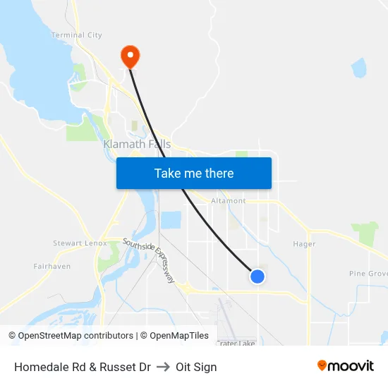 Homedale Rd & Russet Dr to Oit Sign map