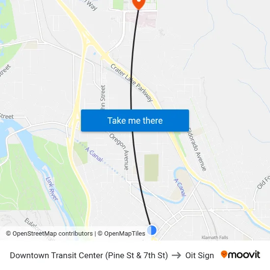 Downtown Transit Center (Pine St & 7th St) to Oit Sign map
