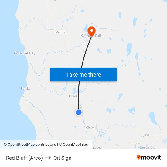 Red Bluff (Arco) to Oit Sign map