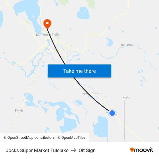 Jocks Super Market Tulelake to Oit Sign map