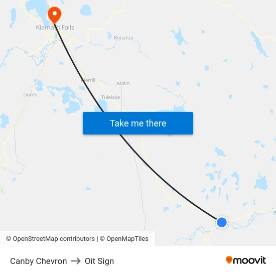 Canby Chevron to Oit Sign map