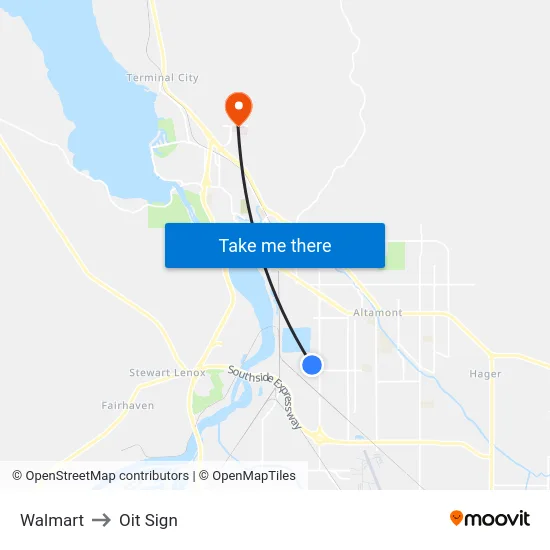Walmart to Oit Sign map