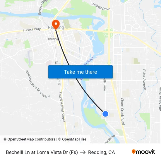 Bechelli Ln at Loma Vista Dr (Fs) to Redding, CA map