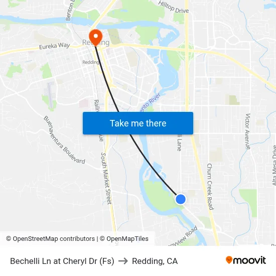 Bechelli Ln at Cheryl Dr (Fs) to Redding, CA map