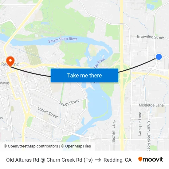 Old Alturas Rd @ Churn Creek Rd (Fs) to Redding, CA map