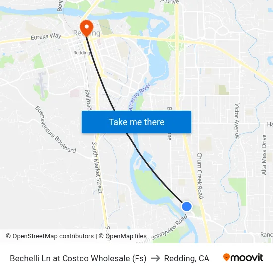 Bechelli Ln at Costco Wholesale (Fs) to Redding, CA map
