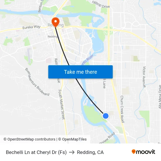 Bechelli Ln at Cheryl Dr (Fs) to Redding, CA map