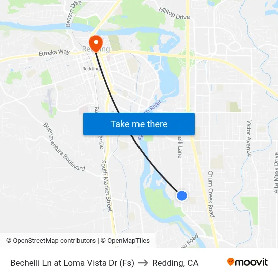 Bechelli Ln at Loma Vista Dr (Fs) to Redding, CA map