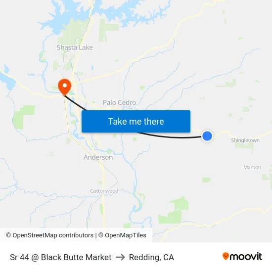 Sr 44 @ Black Butte Market to Redding, CA map