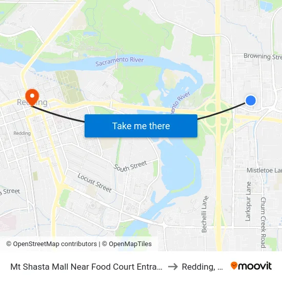 Mt Shasta Mall Near Food Court Entrance to Redding, CA map