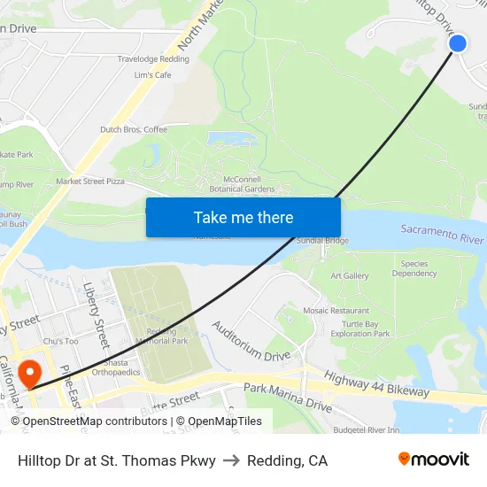Hilltop Dr at St. Thomas Pkwy to Redding, CA map