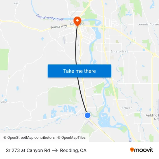 Sr 273 at Canyon Rd to Redding, CA map