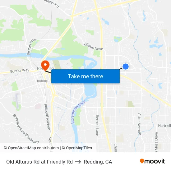 Old Alturas Rd at Friendly Rd to Redding, CA map
