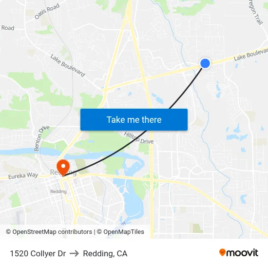 1520 Collyer Dr to Redding, CA map