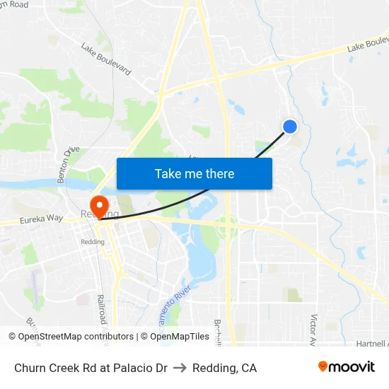 Churn Creek Rd at Palacio Dr to Redding, CA map