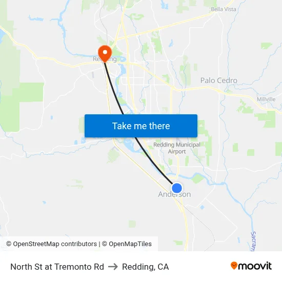 North St at Tremonto Rd to Redding, CA map