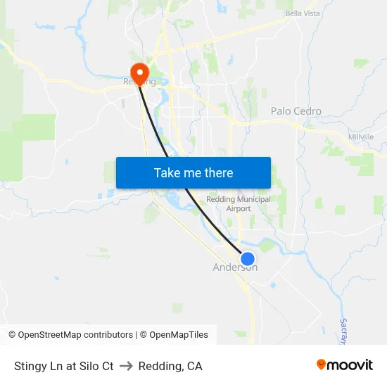Stingy Ln at Silo Ct to Redding, CA map