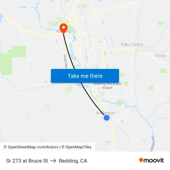 Sr 273 at Bruce St to Redding, CA map