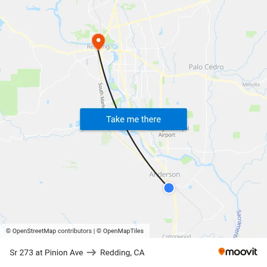 Sr 273 at Pinion Ave to Redding, CA map