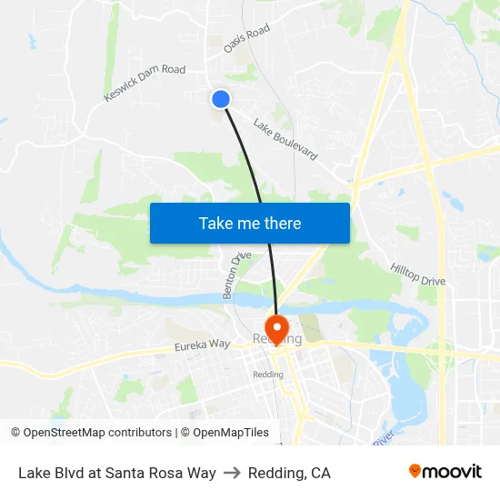 Lake Blvd at Santa Rosa Way to Redding, CA map