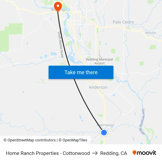 Home Ranch Properties - Cottonwood to Redding, CA map