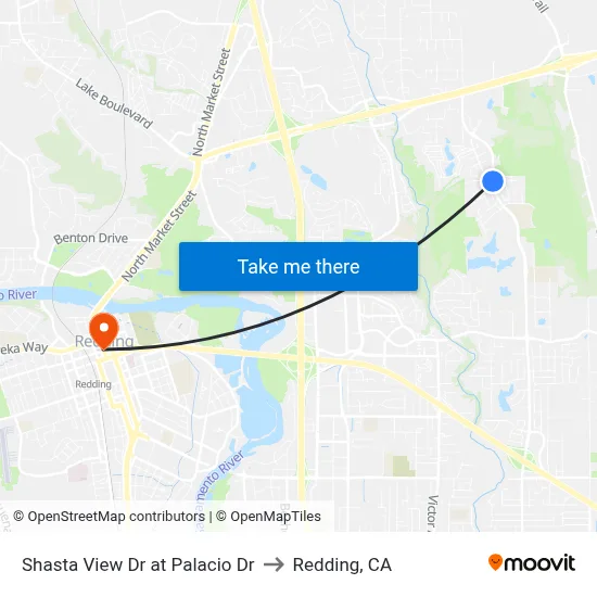 Shasta View Dr at Palacio Dr to Redding, CA map